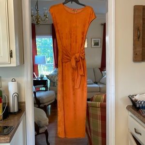 Orange Zara tie waist dress size medium new with tags
